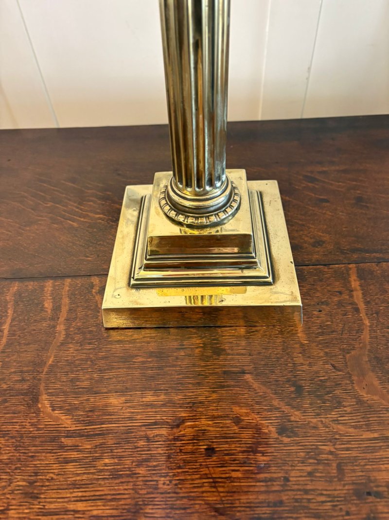 Antique Victorian Cranberry Glass Oil Lamp on Brass Corinthian Column